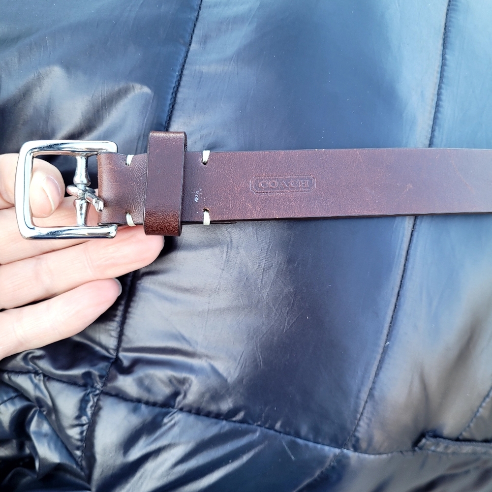 COACH Womens Brown Leather Belt Small Silvertone Buckle 1in Designer Classic - Picture 2 of 2